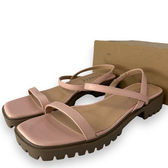 NEW Journee Sandals Size 8 Minimalist Y2K Millennial Pink Chunky Sandals Size 8 - Picture 8 of 11